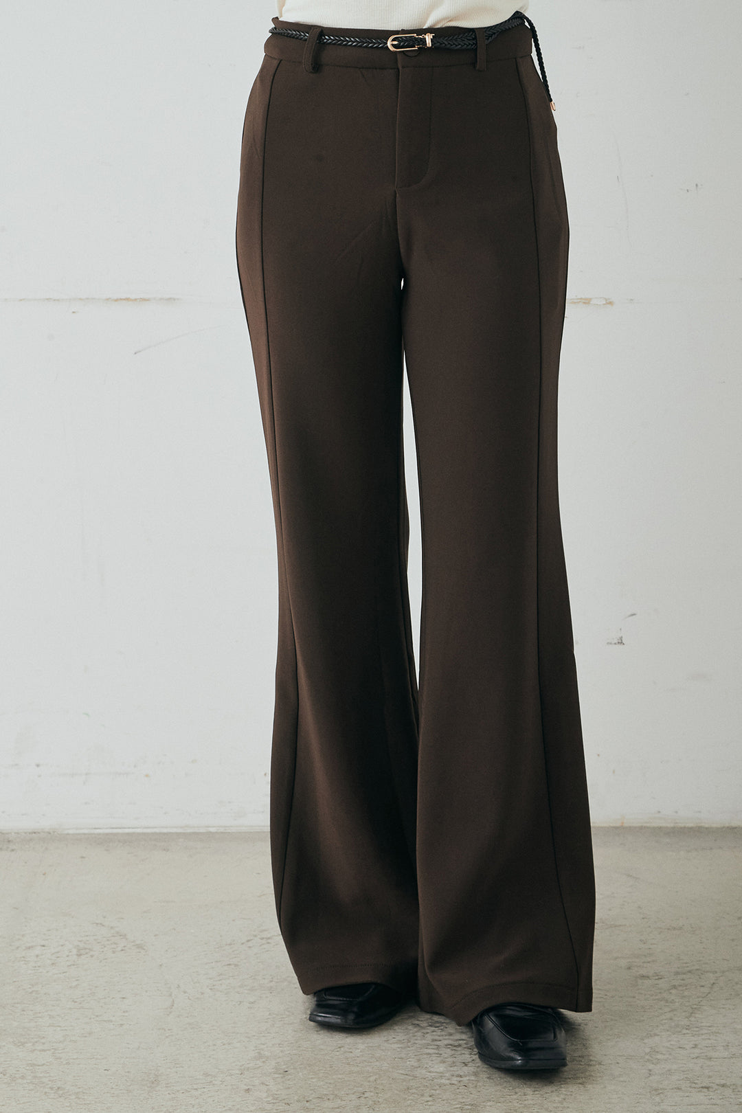 [SET]ナイロンボリュームWジップパーカーブルゾン+細編みベルト付きパンツ(2set)