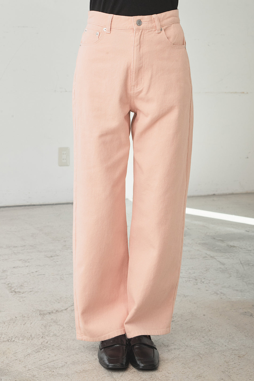 [SET]裾デザインメッシュプルオーバー+スプリングカラーデニムパンツ(2set)