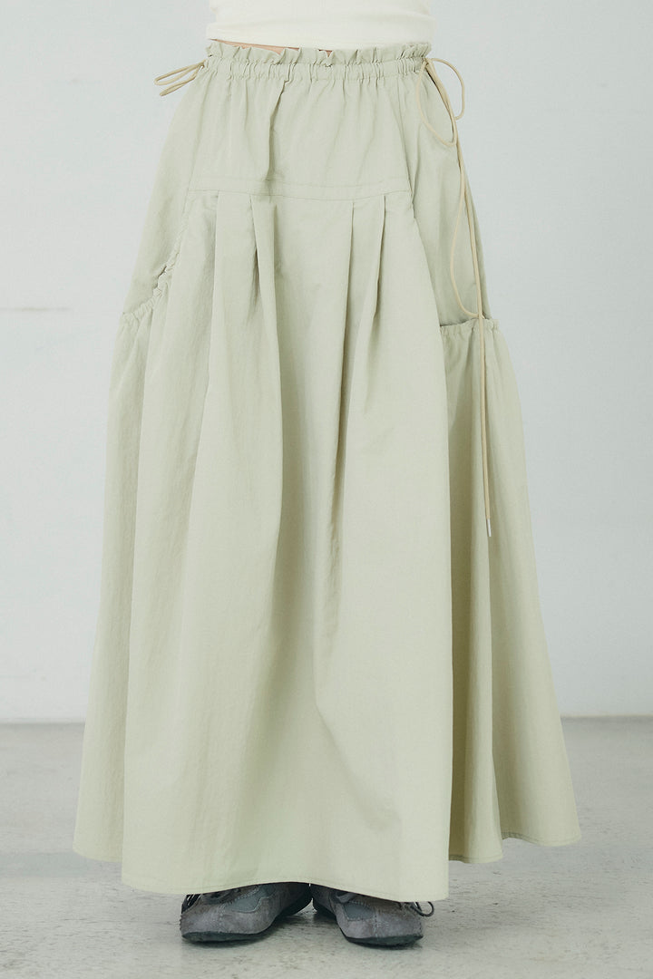 [SET]スタンドネックシアーブルゾン+ナイロンデザインフレアスカート(2set)