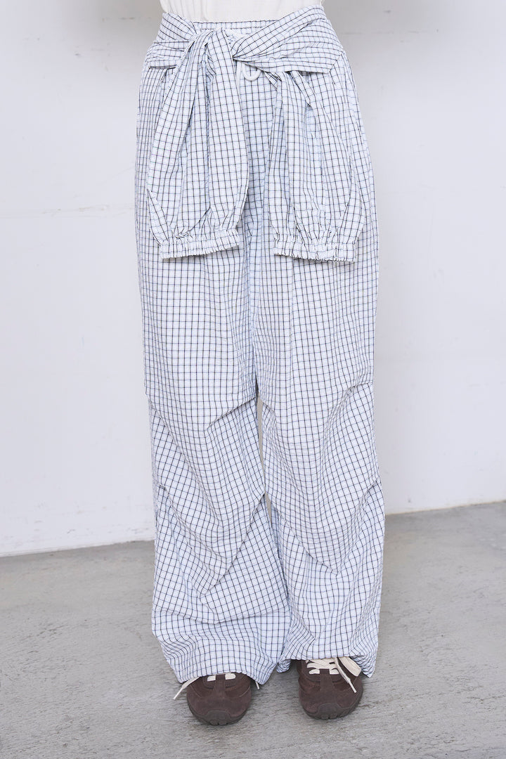 チェックウエスト巻きジョガーパンツ