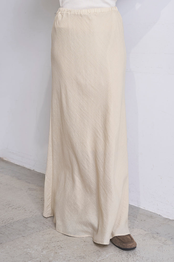 [SET]ノーカラーレースブルゾン+リネンブレンドロングナロースカート(2set)