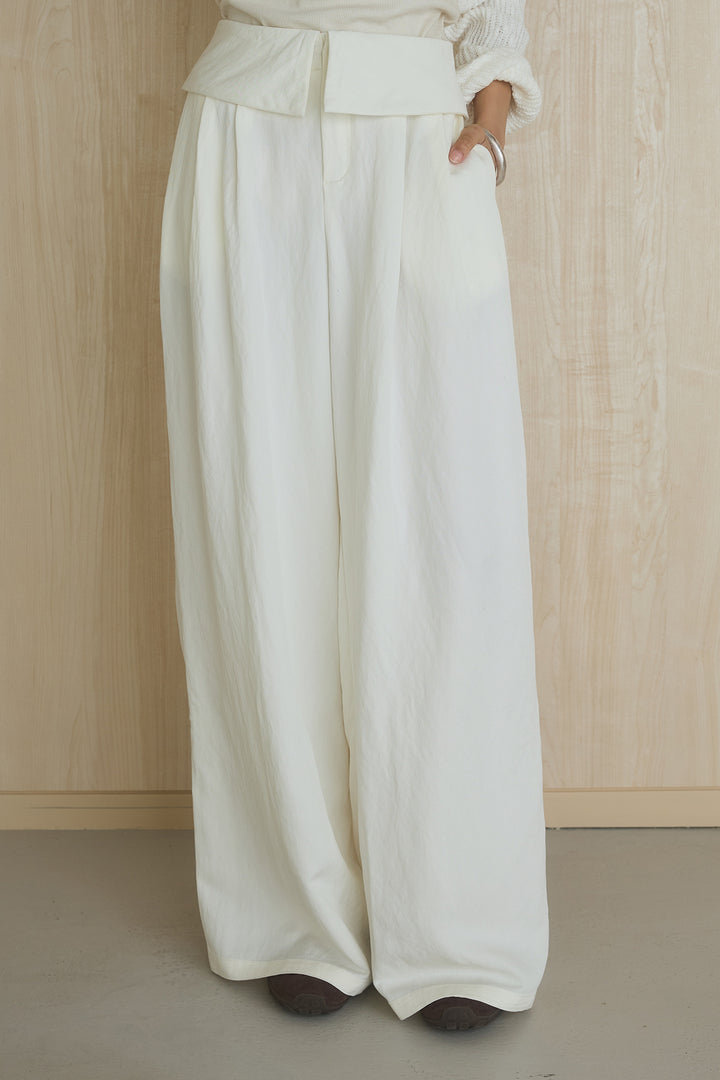 [SET]裾ドロストシアーWジップフーディーブルゾン+ウエスト折り返しワイドパンツ(2set)