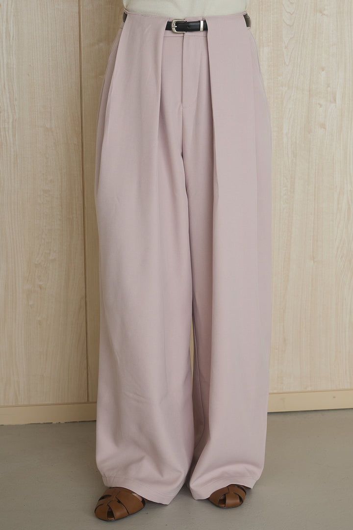 [SET]ヘンリーネックダメージニットプルオーバー+ビックベルトループタックベルト付きワイドパンツ(2set)