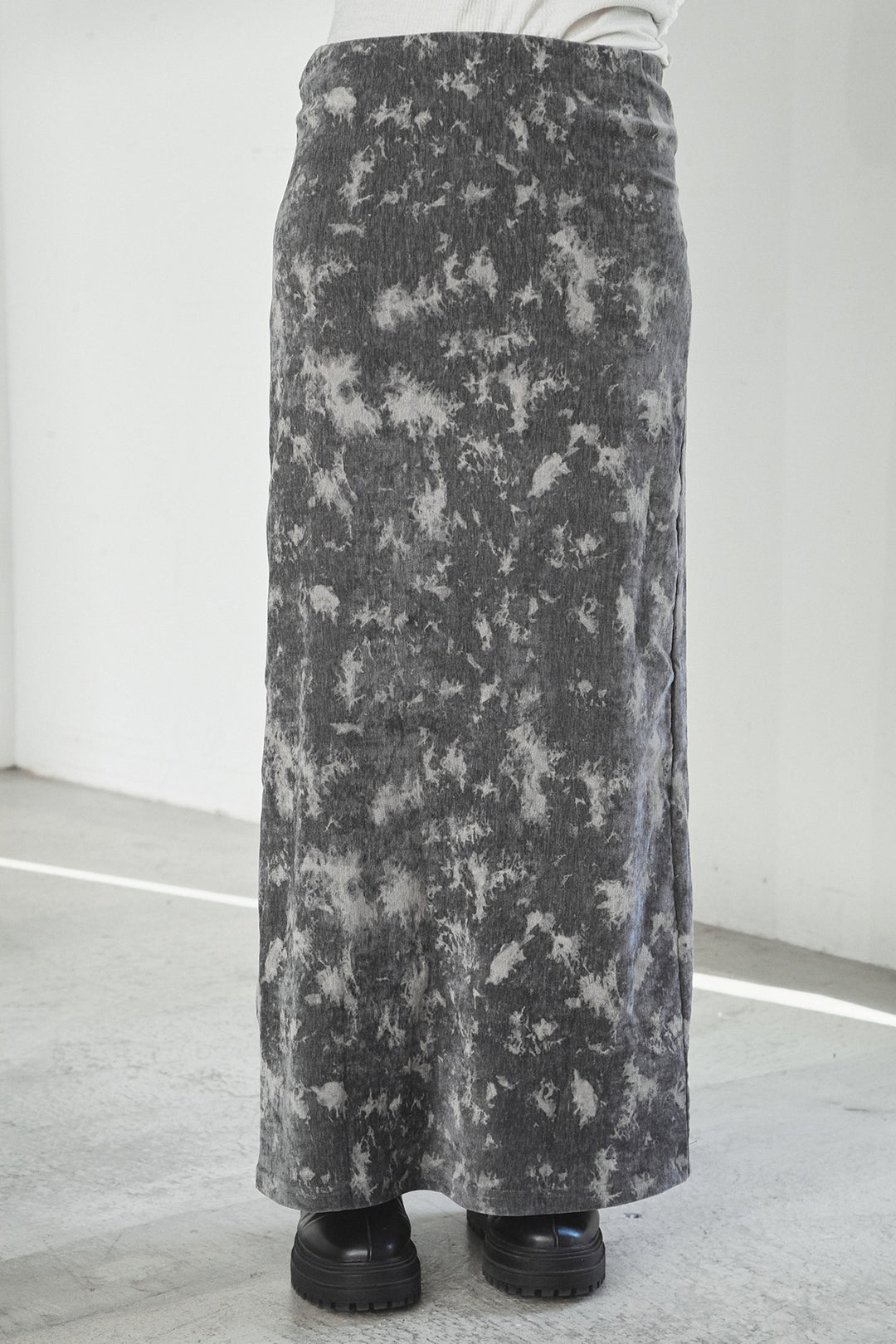 [SET]リラックスメッシュニットトップス+タイダイ柄ベロアワイドスカート(2set)