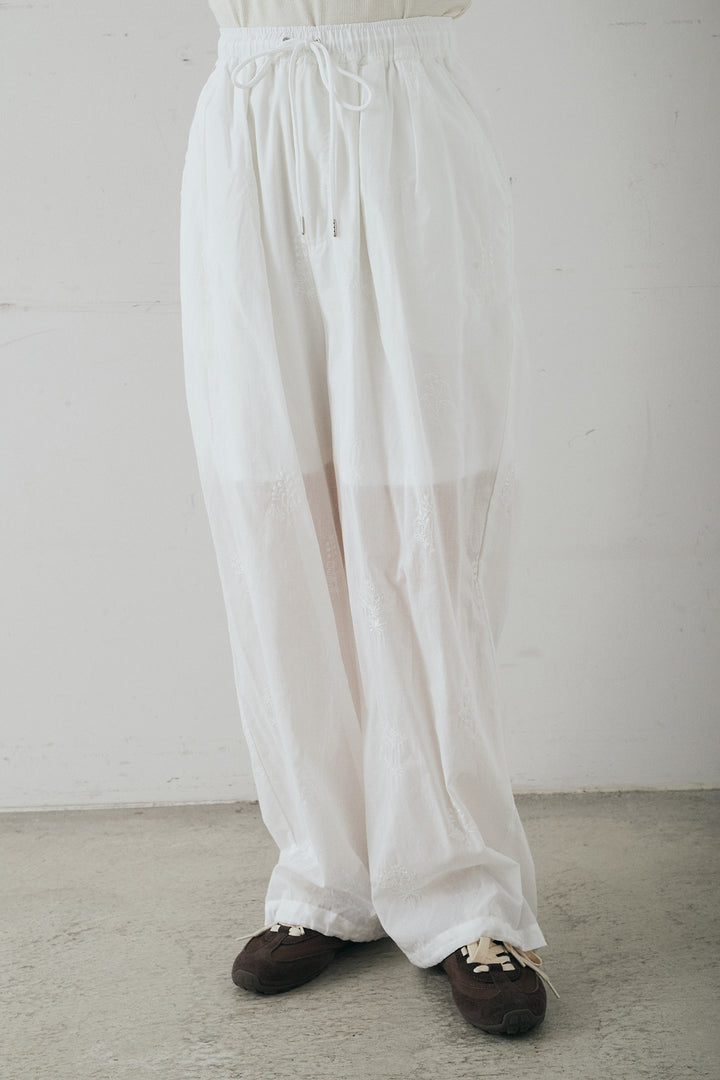 [SET]刺繍ローンオープンカラーシャツ+刺繍ローンタックイージーパンツ(2set)