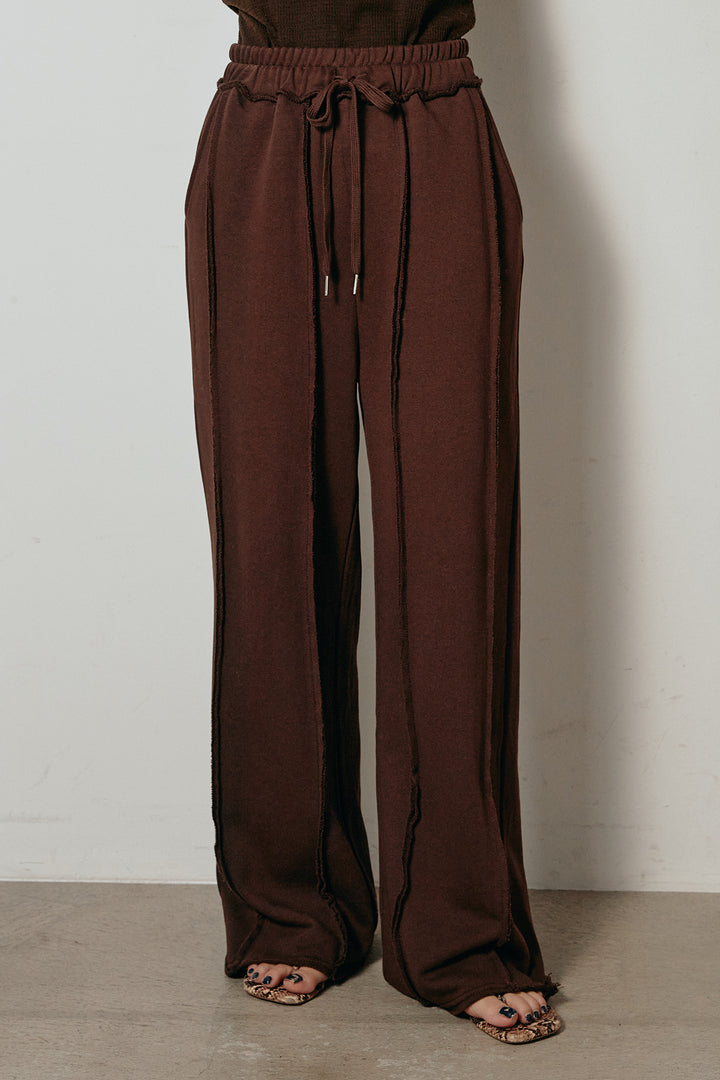 [SET]チェックシャギーミドルカバーオール+フロントラインデザインワイドスウェットパンツ(2set)