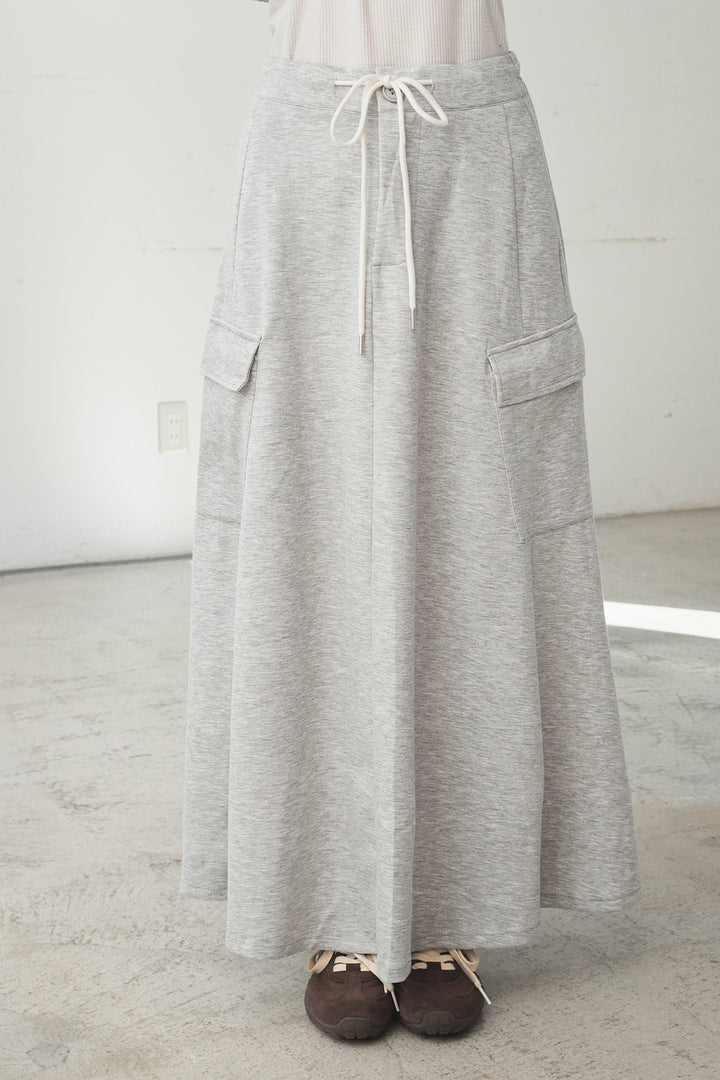 [SET]デニム切替ポンチダブルジップパーカー+リラックススウェットスカート(2set)