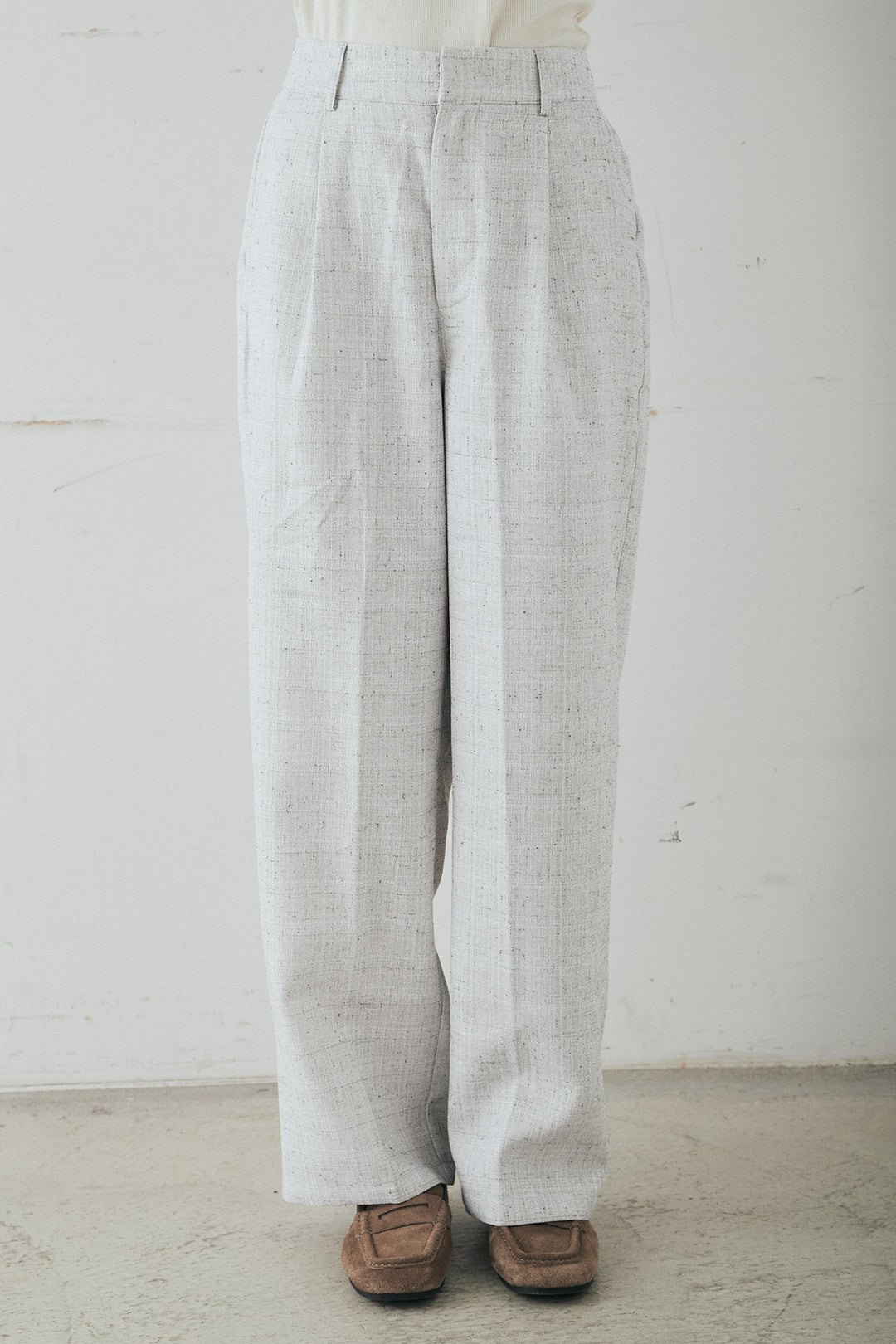 [SET]ツイードウエストドロストシャツ+ツイードタックパンツ(2set)