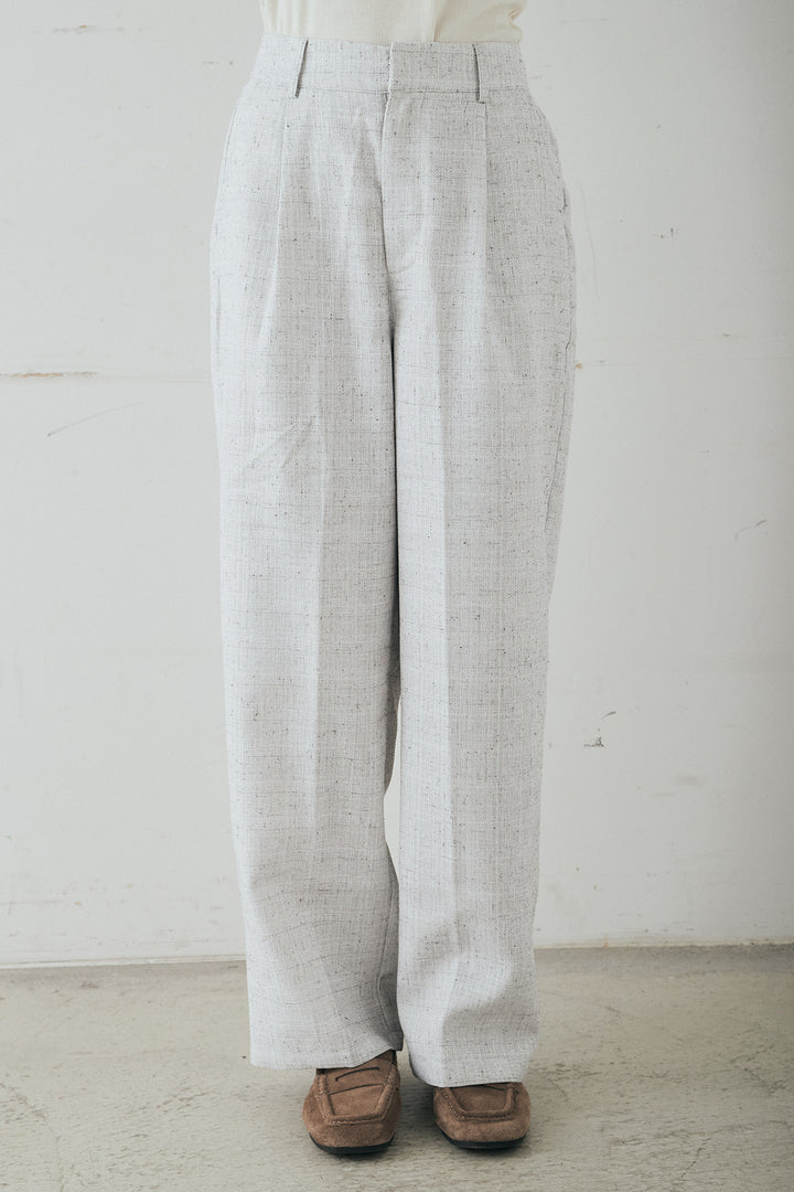 [SET]ツイードウエストドロストシャツ+ツイードタックパンツ(2set)