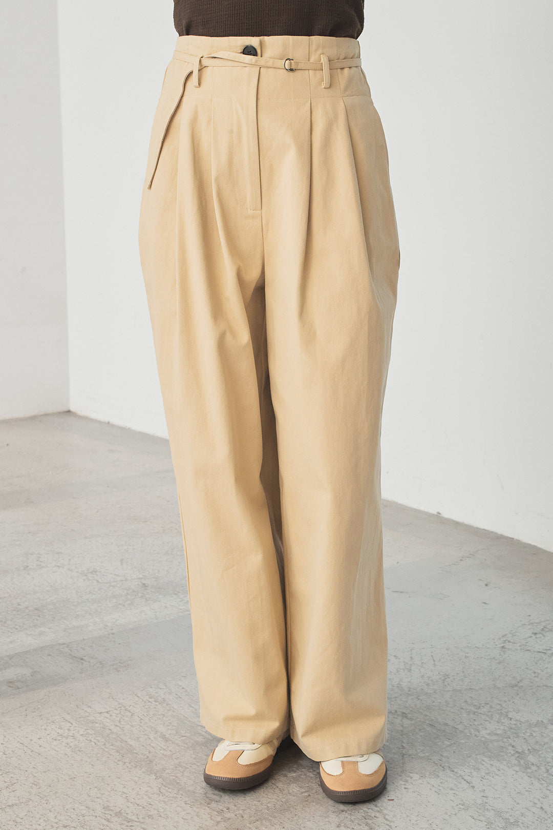 [SET]ツイルシャツジャケット+ツイルハイウエストタックパンツ(2set)