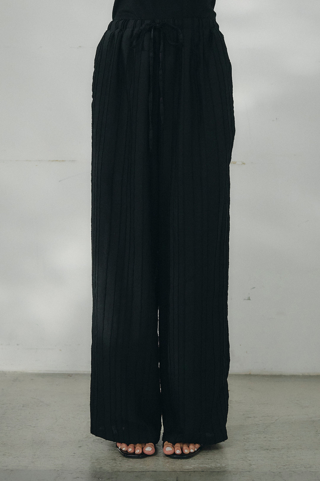 ストライプジャガードロングイージーパンツ