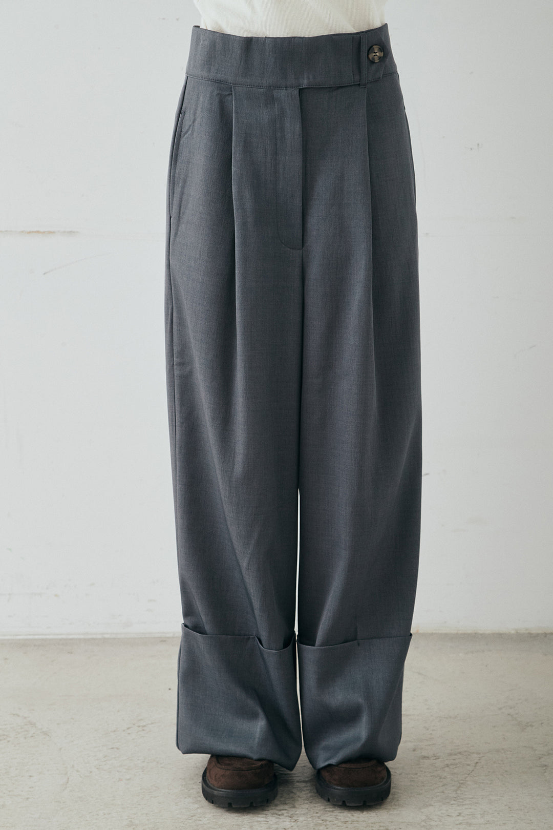 [SET]クロシェレースカーディガン+センタープレスセミワイドパンツ(2set)