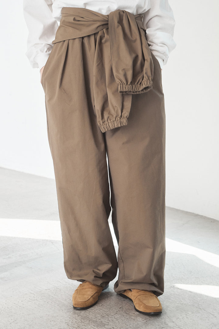 【即納】合繊ツイルスタンドウエスト巻きジョガーパンツ