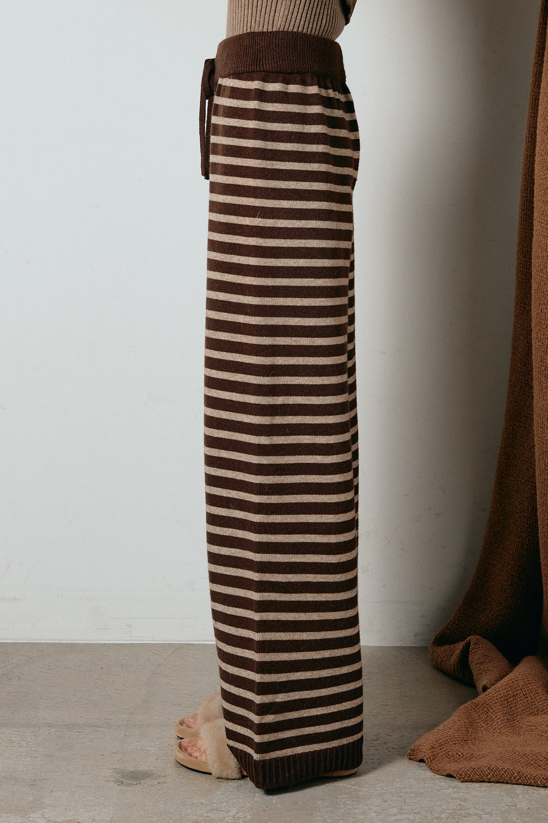 ボーダーリラックスニットパンツ