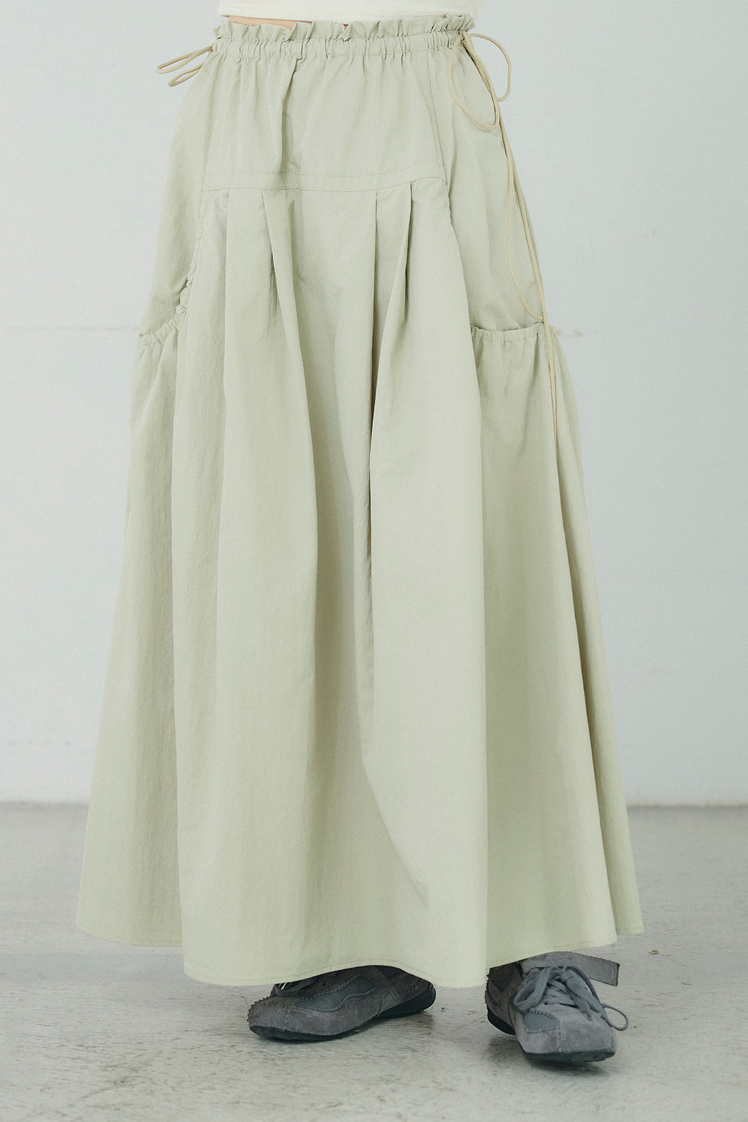 [SET]スタンドネックシアーブルゾン+ナイロンデザインフレアスカート(2set)