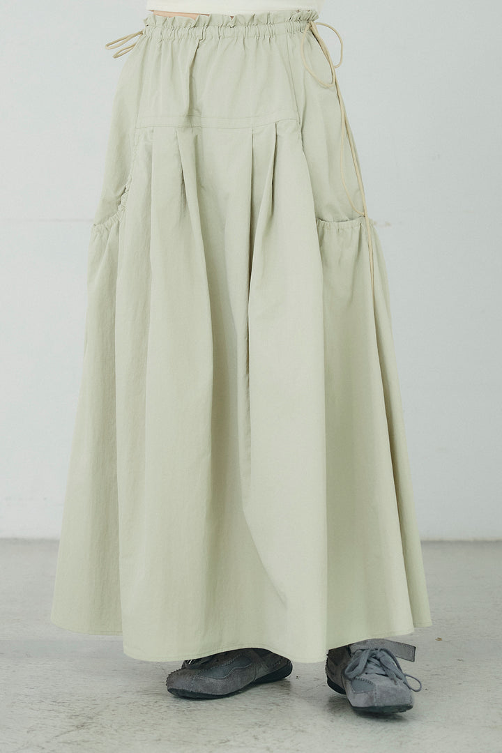 [SET]スタンドネックシアーブルゾン+ナイロンデザインフレアスカート(2set)