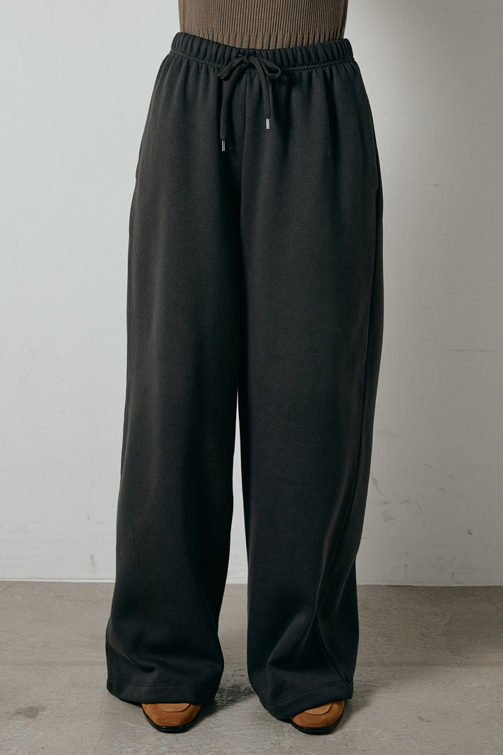 [SET]Vネックラメニットトップス+裏起毛スウェットワイドパンツ(2set)