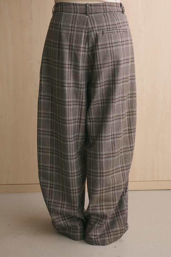[SET]ワイドシルエットポケット付きシャツ+ブリティッシュチェックバレルパンツ(2set)