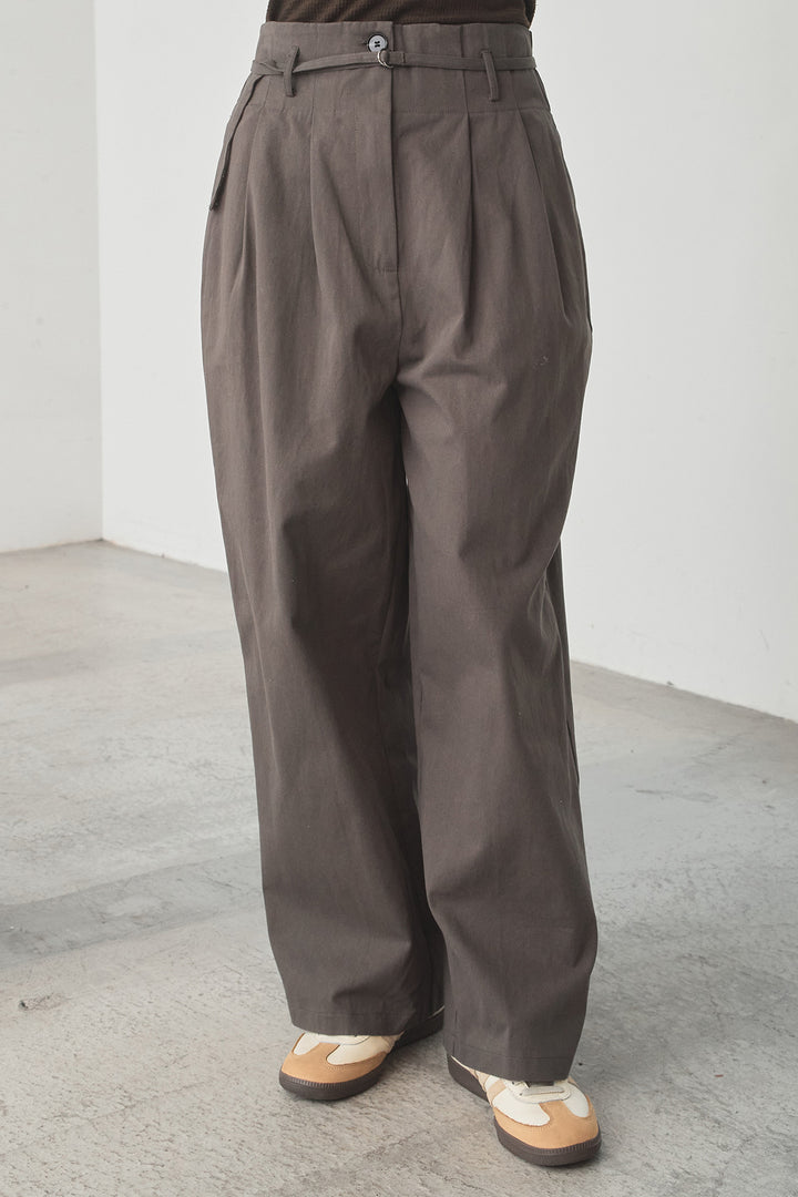 [SET]ツイルシャツジャケット+ツイルハイウエストタックパンツ(2set)