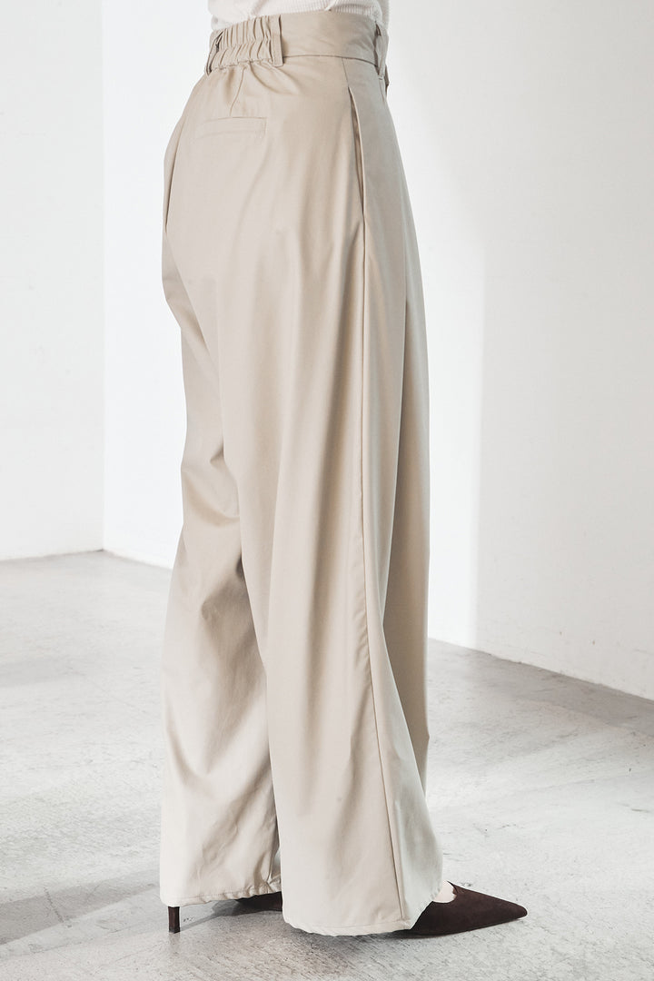 [SET]ウォッシャブルエコレザービックカフスシャツ+ウォッシャブルエコレザータックパンツ(2set)