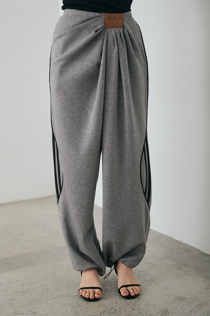 [SET]カールヤーンシャツ+ライトダンボールウェーブラインドレープパンツ(2set)