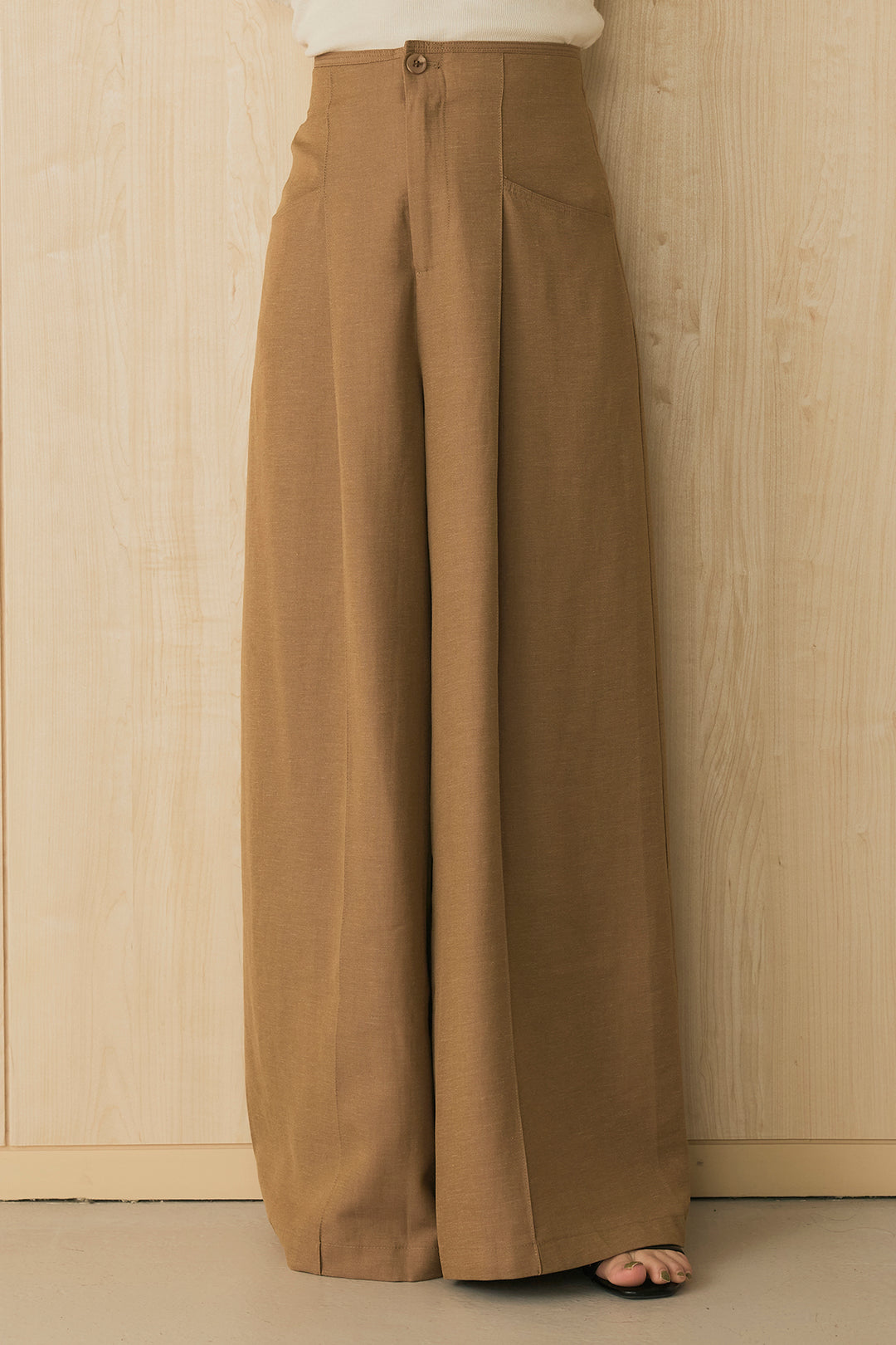 [SET]テンセルラミーハシゴレースシャツ+麻混サイドデザインハイウエストパンツ(2set)