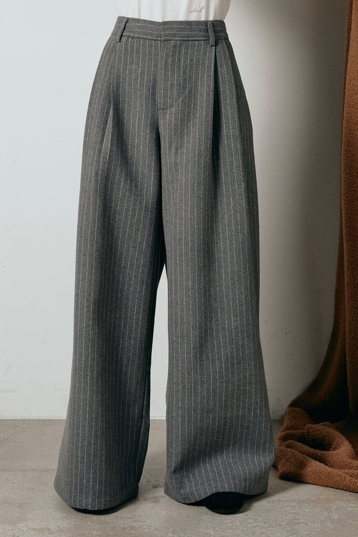 [SET]ハイネックボアブルゾン+ウールライクストライプパンツ(2set)