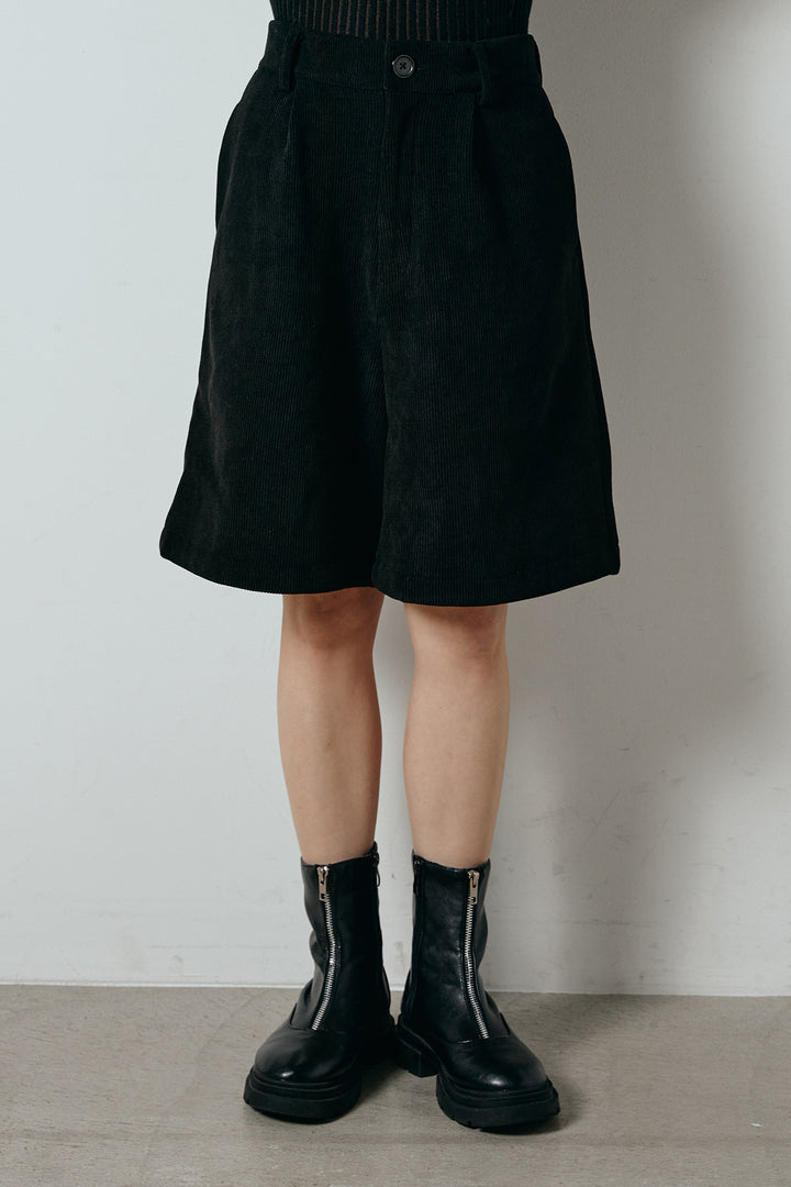 [SET]襟付きコーデュロイポケットシャツ+リブニットシームレスタートルプルオーバー+リラックスコーデュロイハーフパンツ(3set)