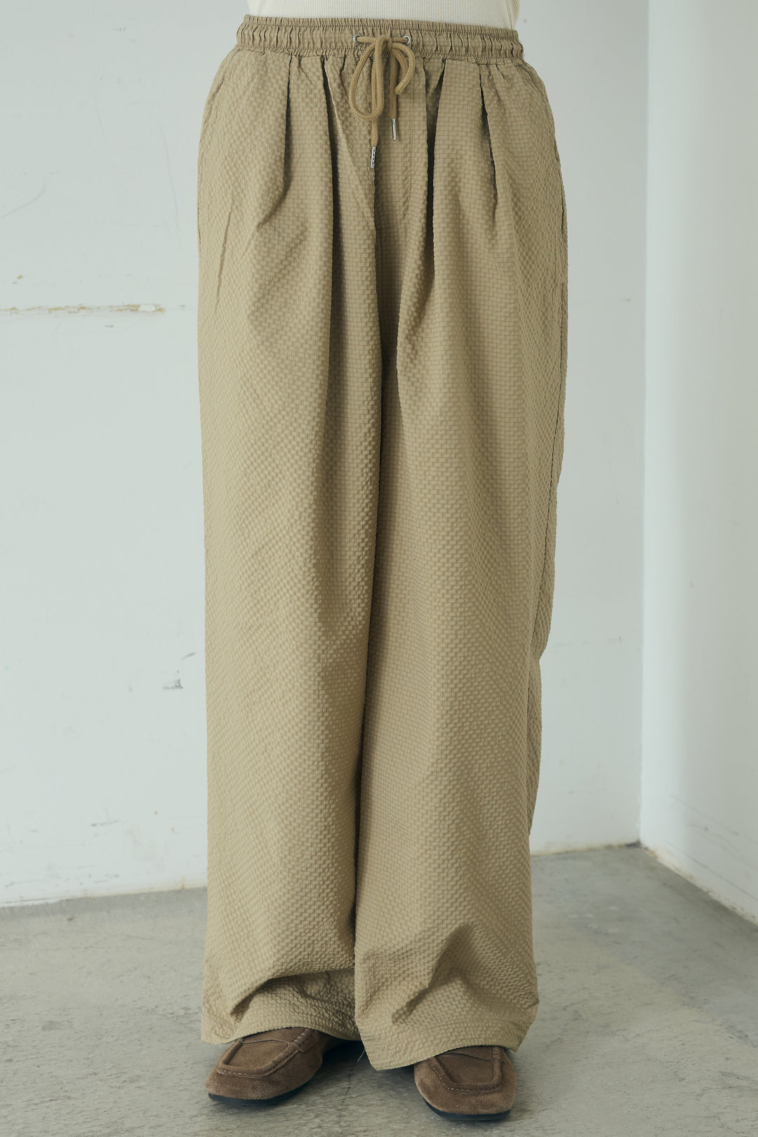 [SET]メッシュ編みビスチェセットVネックプルオーバー+シアサッカーイージーパンツ(2set)