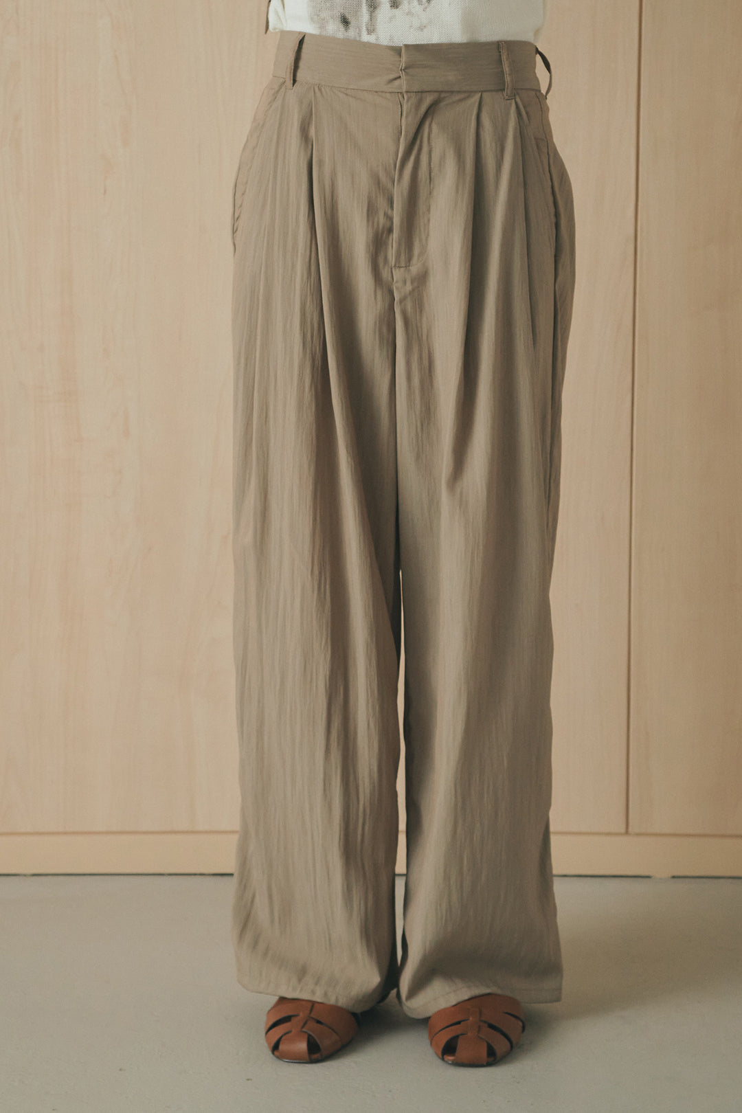 [SET]リネンライクテーラードハーフスリーブジャケット+リネンライク2タックワイドパンツ+半袖モノトーングラフィックトップス(3set)