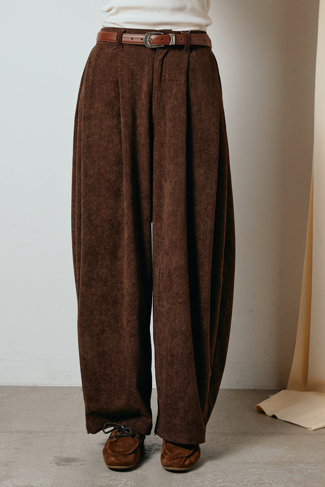 [SET]バルキーケーブルプルオーバー+コーデュロイサイドタックコクーンパンツ(2set)