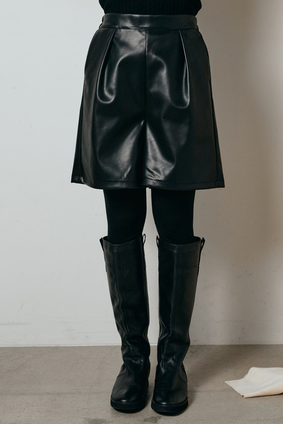 [SET]シープライクファージャケット+ストレッチエコレザーバミューダパンツ(2set)