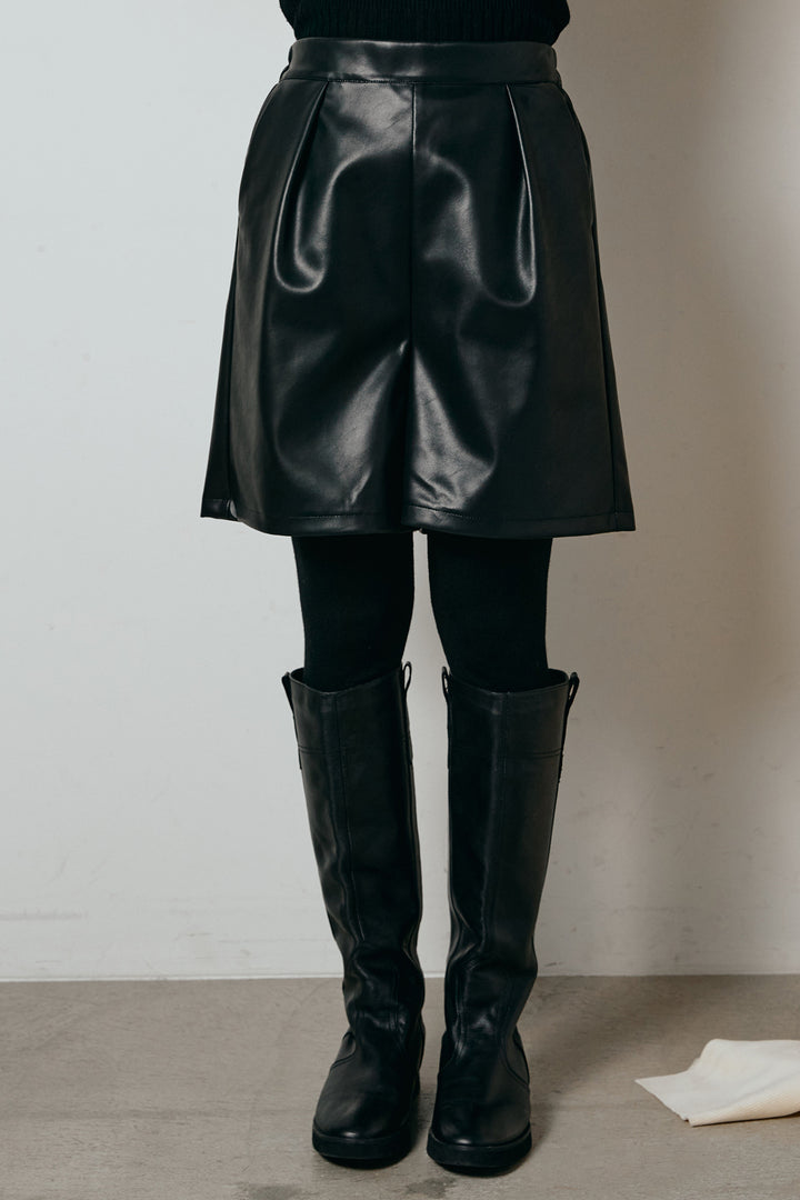 [SET]シープライクファージャケット+ストレッチエコレザーバミューダパンツ(2set)