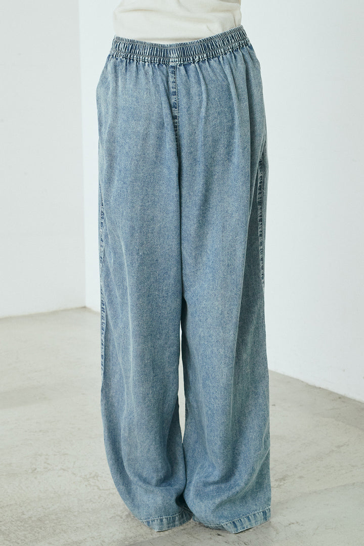 [SET]ナイロンデニムドッキングブルゾン+テンセルデニムイージーワイドパンツ(2set)