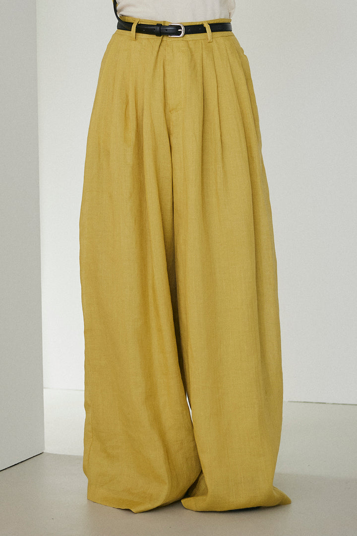 [SET]リラックスシアーシャツ+細ベルト付きシアーワイドパンツ(2set)