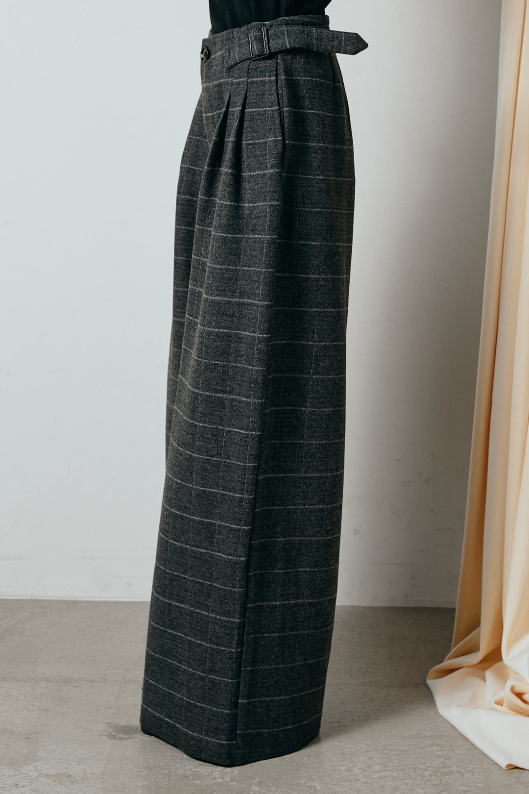 スクエアチェック柄ワイドパンツ