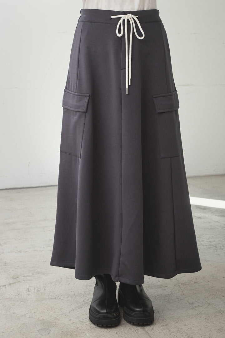 [SET]デニム切替ポンチダブルジップパーカー+リラックススウェットスカート(2set)