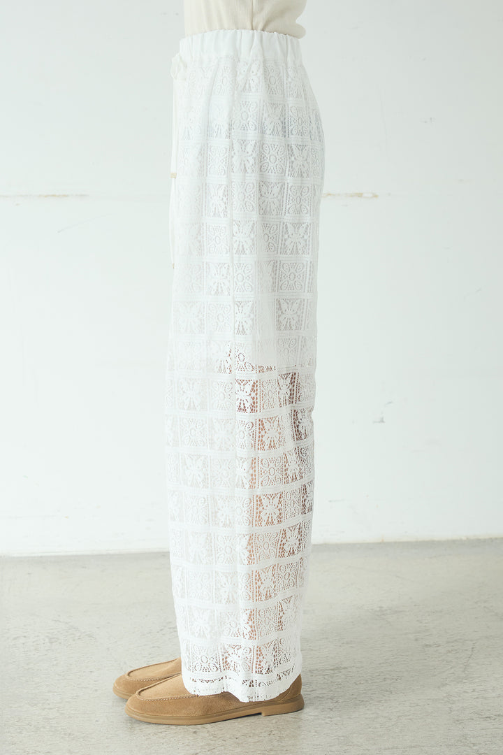 パッチワークレースイージーパンツ