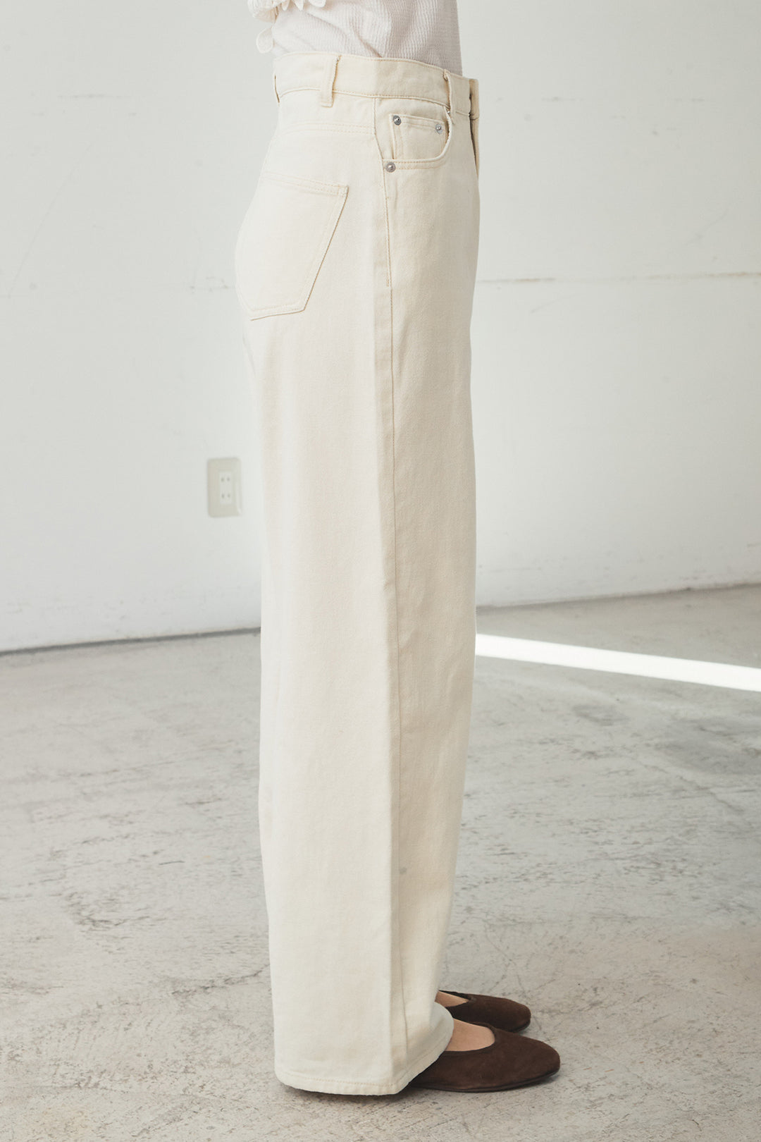 [SET]裾デザインメッシュプルオーバー+スプリングカラーデニムパンツ(2set)