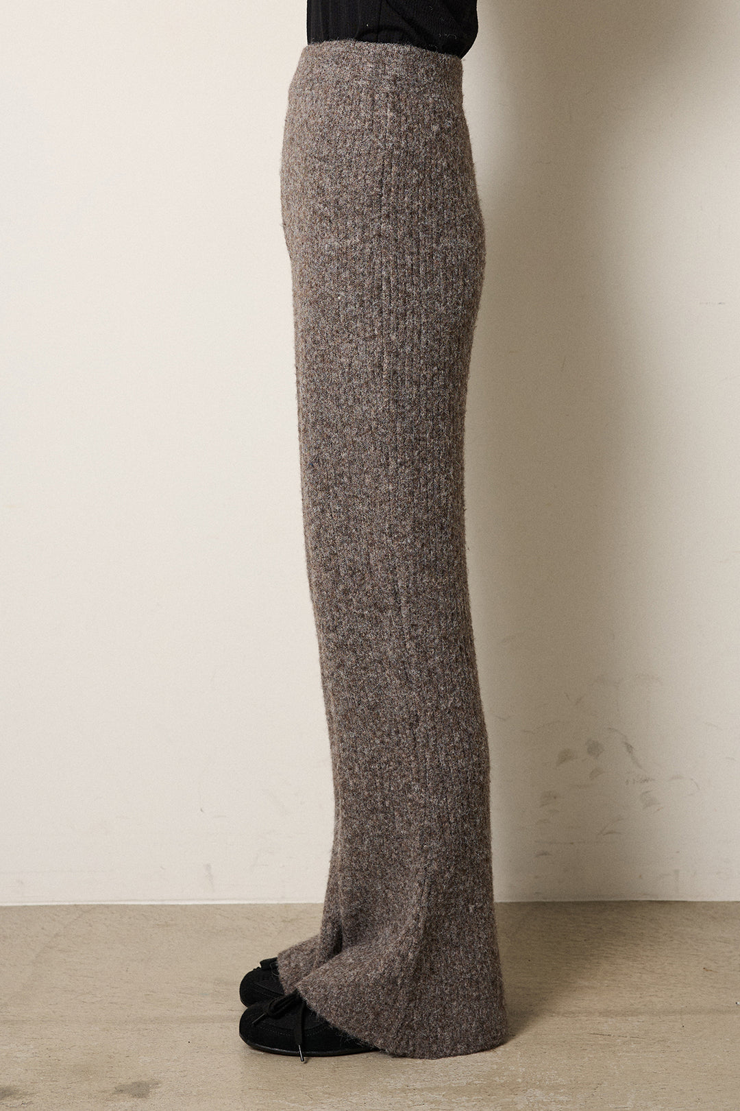 杢ニットリブフレアパンツ