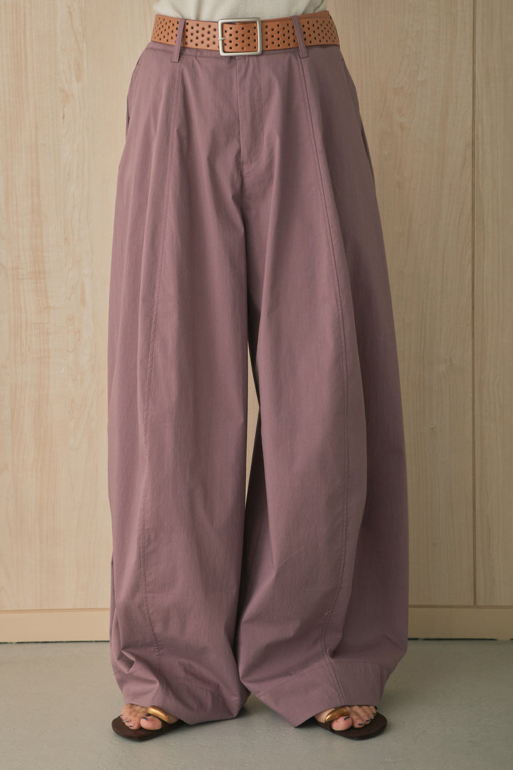 [SET]チュールラッフルニット+ホールベルト付きカーブワイドパンツ(2set)