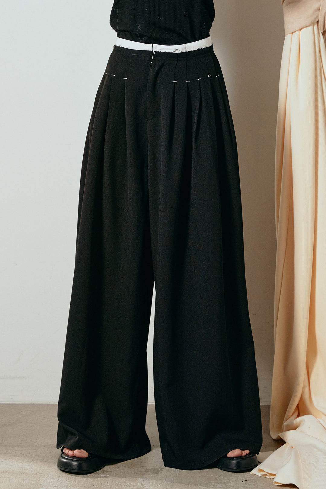 [SET]起毛ノルディック柄ニットカーディガン+ウエストステッチデザインワイドスラックス(2set)