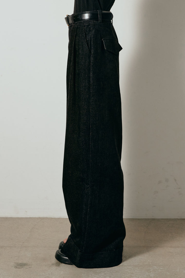 [SET]チェックシャギーミドルカバーオール+フェイクレザーベルト付きスウェードライクワイドパンツ(2set)