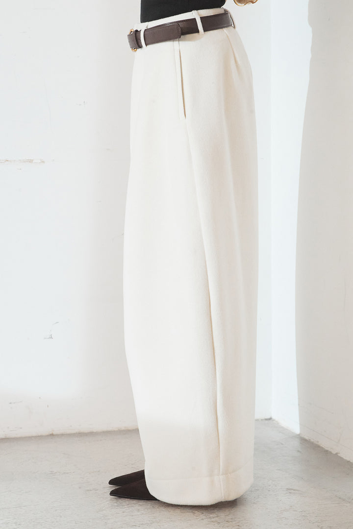 [SET]花柄ジャガードニットカーディガン+ウールタッチカーブワイドパンツ(2set)