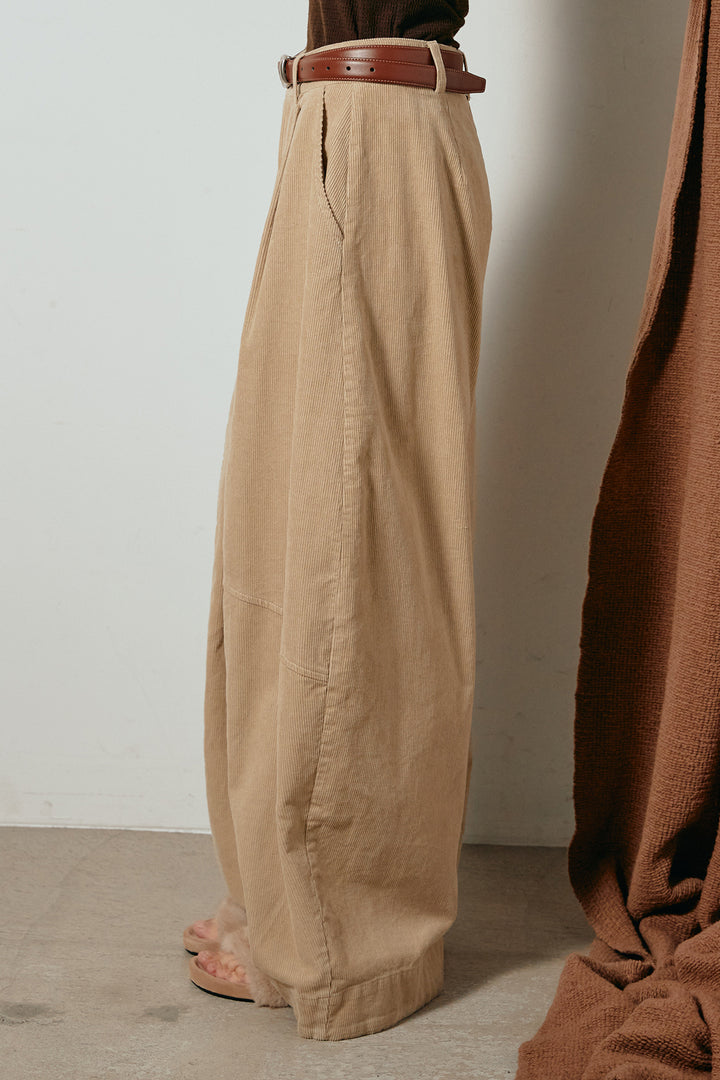 [SET]ノーカラーダブルボタンツイードジャケット+タック入りコーデュロイワイドパンツ(2set)