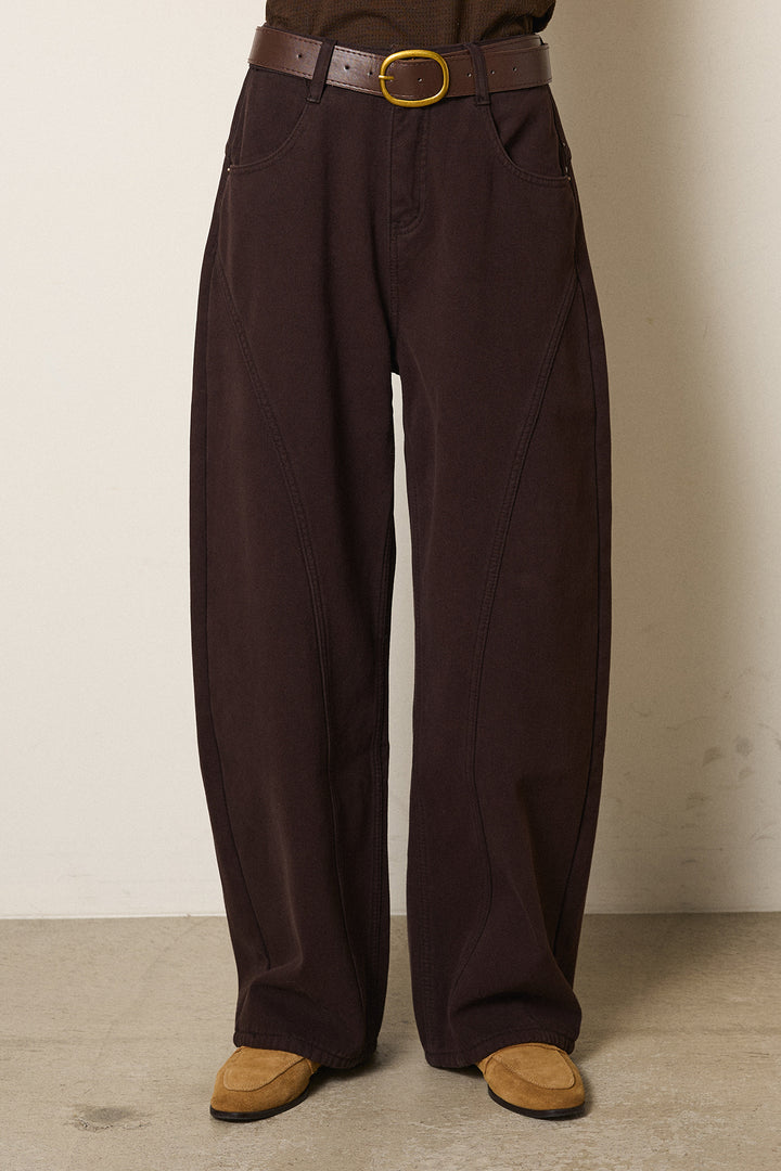 [SET]起毛シャギーニットカーディガン+ベルト付きカジュアルカーブワイドパンツ(2set)