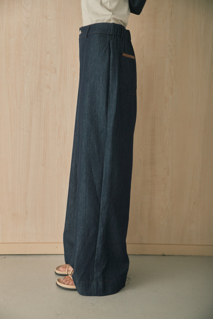 ハイウエストデニムワイドパンツ
