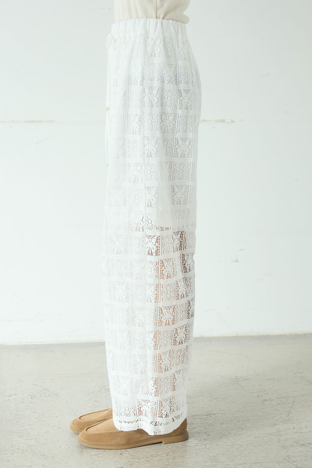 [SET]デニムオーバーサイズジャケット+パッチワークレースイージーパンツ+パッチワークレースショート丈フードシャツ(3set)