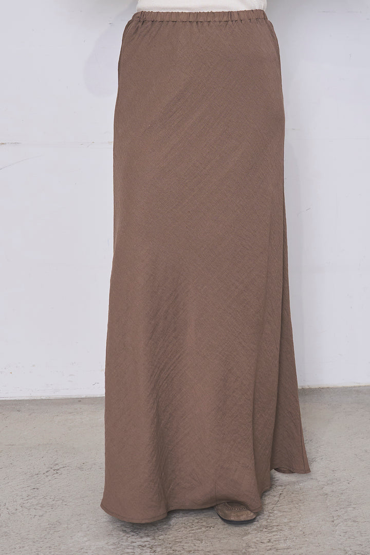 [SET]深V刺繍柄ブラウス+リネンブレンドロングナロースカート(2set)