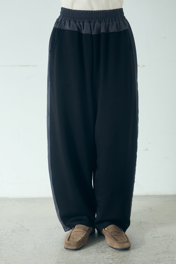 [SET]ドルマンショートフーディー+異素材切り替えスウェットパンツ(2set)